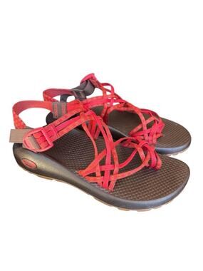 Chaco ZX3 Red Garden Peach Toe Loop Sandal Women size 8